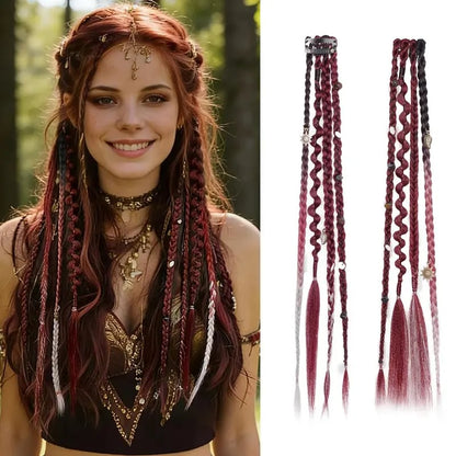 🌿🎨 Boho-flätor med pärlor och klämfäste – Enkel förvandling av frisyren för festivaler och vardagen (✨2 st.)
