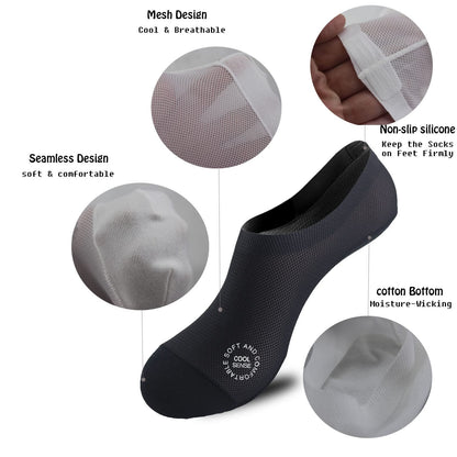 🔥 3-pack osynliga strumpor med grepp 🧦 – Andningsbar, lågskuren, halksäker och svettabsorberande design