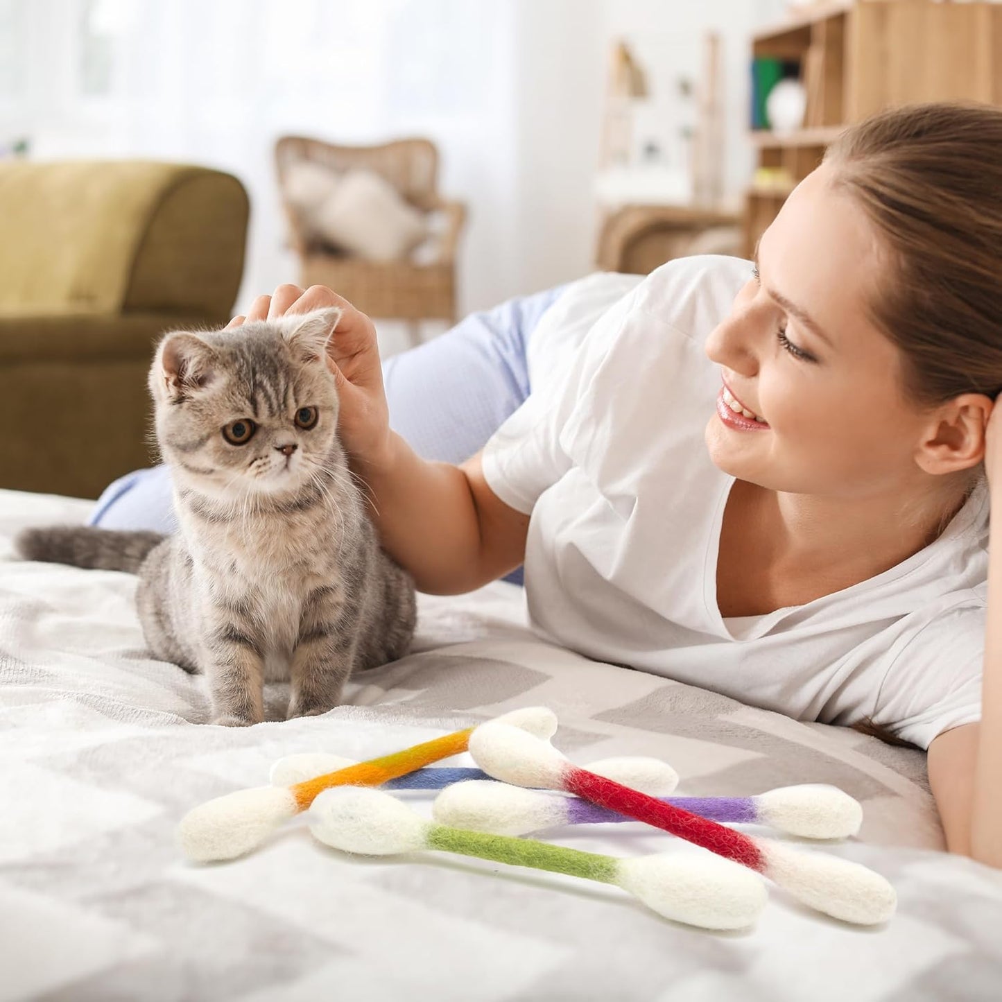 🐾Jätte-leksaker av bomullspinnar med kattmynta (15 cm) – handgjorda, hållbara, säkra och roliga
