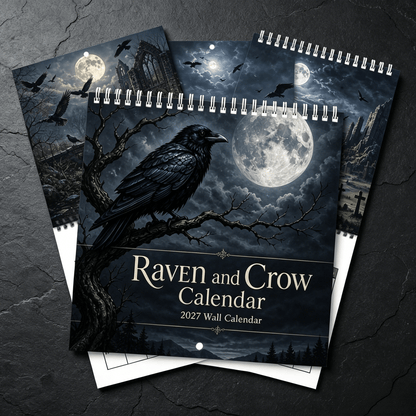 🐦‍⬛Raven & Crow 2027 Väggkalender — 12 månader av månbelyst gotisk konst🖤