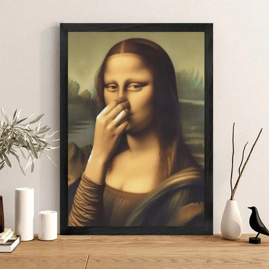 Imitation Mona Lisa konstdekoration, rolig vintage toalett humor rum deko