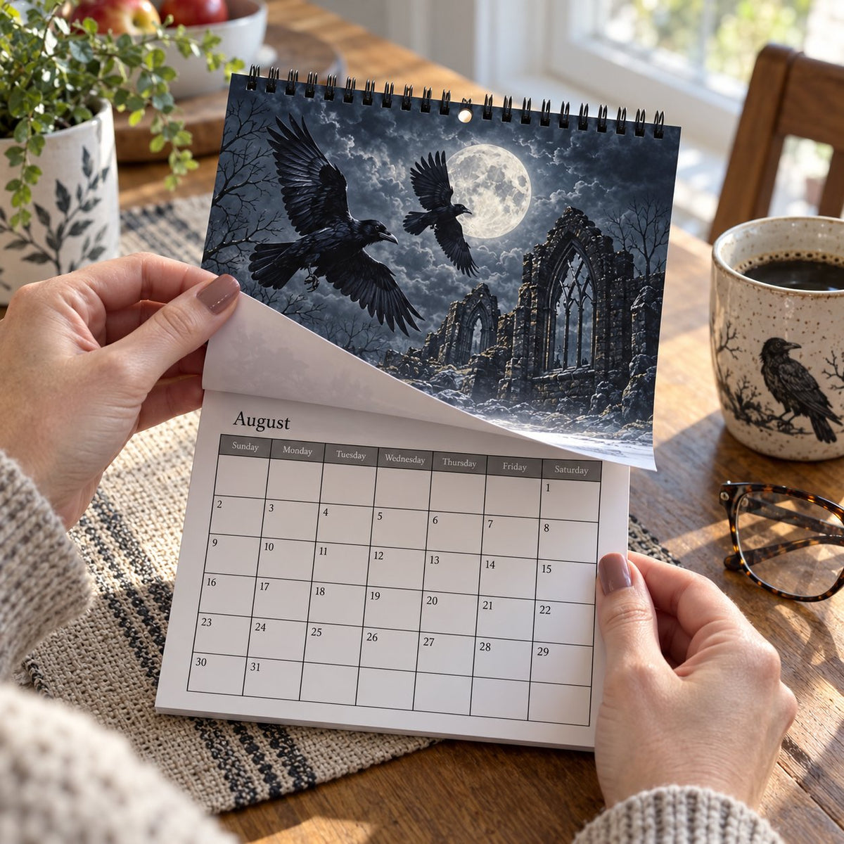 🐦‍⬛Raven & Crow 2027 Väggkalender — 12 månader av månbelyst gotisk konst🖤