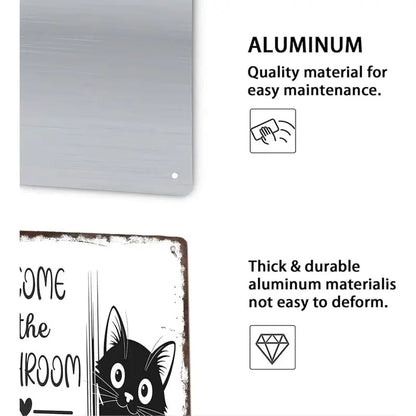 Vintage svartvit katt och höglandsboskap som väggkonst