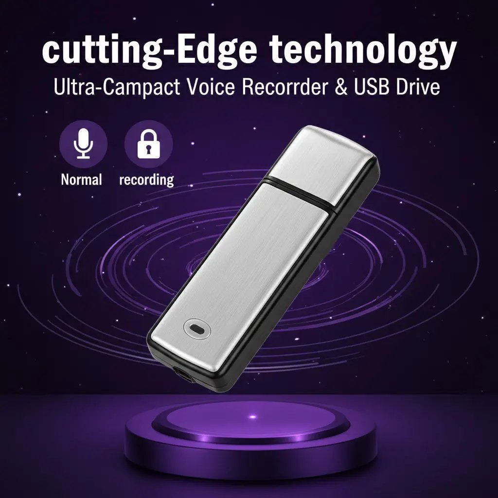 USB-minne Röstinspelare 2-i-1 – Röstaktiverad, Smart brusreducering, Automatisk filsparning