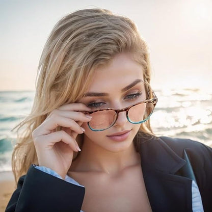 Sexiga läsglasögon med leopardmönster för kvinnor Anti-Blue Light Gradient