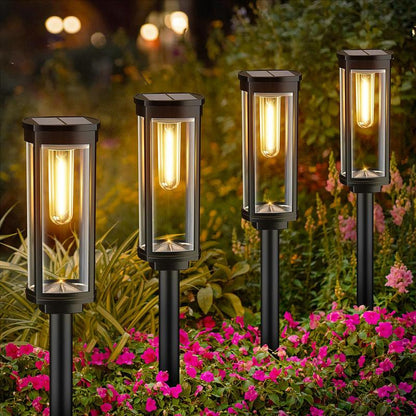 🌞 Soldriven trädgårdslampa med glödtrådsutseende - Vattentät och perfekt för gångvägar och gräsmatto