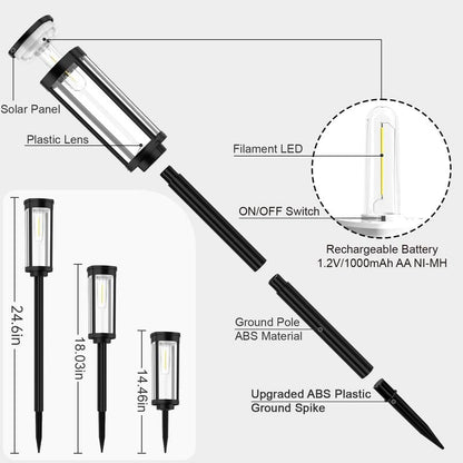 🌞 Soldriven trädgårdslampa med glödtrådsutseende - Vattentät och perfekt för gångvägar och gräsmatto