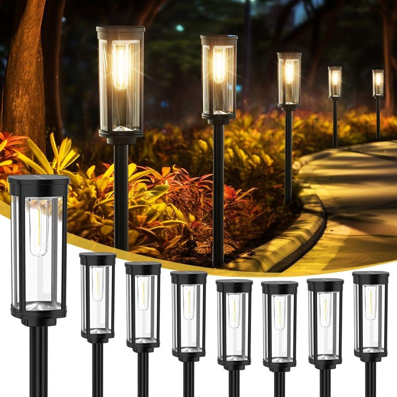 🌞 Soldriven trädgårdslampa med glödtrådsutseende - Vattentät och perfekt för gångvägar och gräsmatto