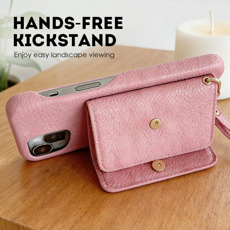 🔥Skyddande rosa mobilskal med spegel och handledsrem