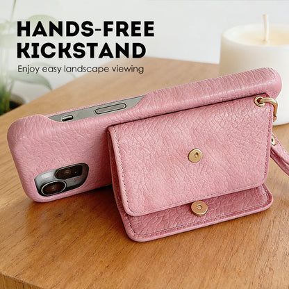 🔥Skyddande rosa mobilskal med spegel och handledsrem