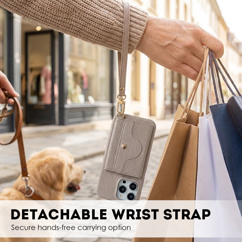 🔥Skyddande rosa mobilskal med spegel och handledsrem