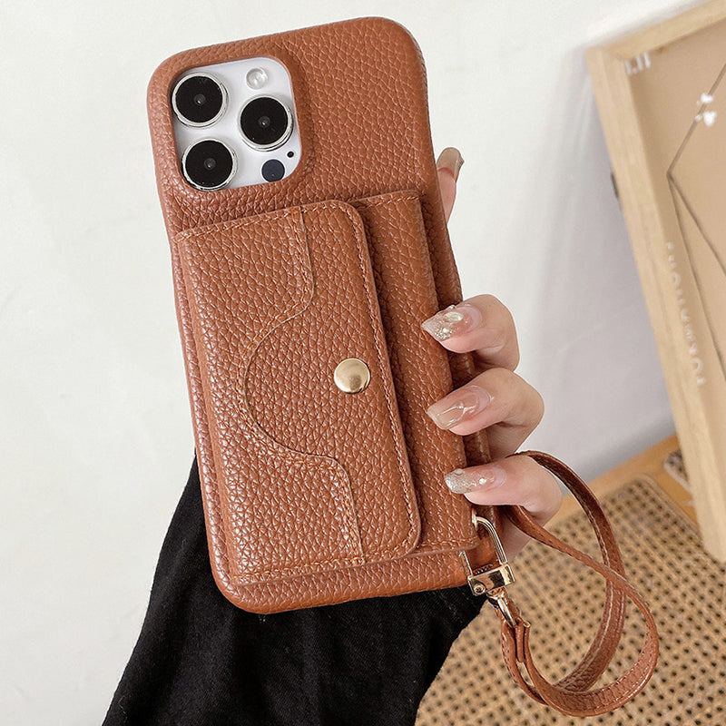 🔥Skyddande rosa mobilskal med spegel och handledsrem