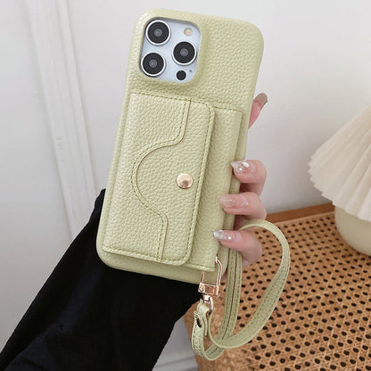 🔥Skyddande rosa mobilskal med spegel och handledsrem