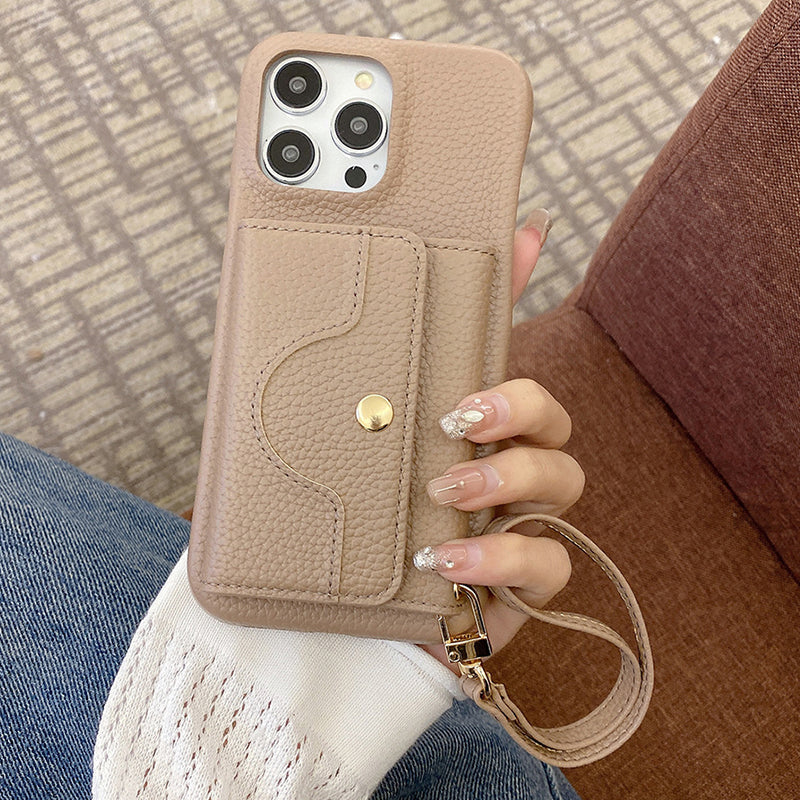 🔥Skyddande rosa mobilskal med spegel och handledsrem