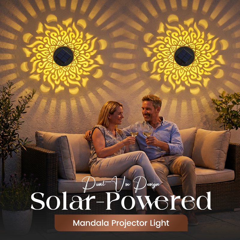 ☀️ Solcellsdriven mandalalampa för trädgård och uteplats – 2-i-1 golvlampa och vägglampa – Dekorativ ljusdekoration med vintageeffekt – Rostfri och hållbar