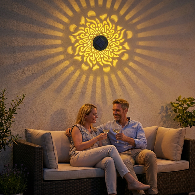 ☀️ Solcellsdriven mandalalampa för trädgård och uteplats – 2-i-1 golvlampa och vägglampa – Dekorativ ljusdekoration med vintageeffekt – Rostfri och hållbar
