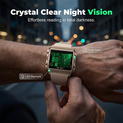 ⌚ 50% RABATT NU! 💧 Transparent digitalklocka – 50M vattentät, självlysande display och hybridtid – stil möter funktion ✨