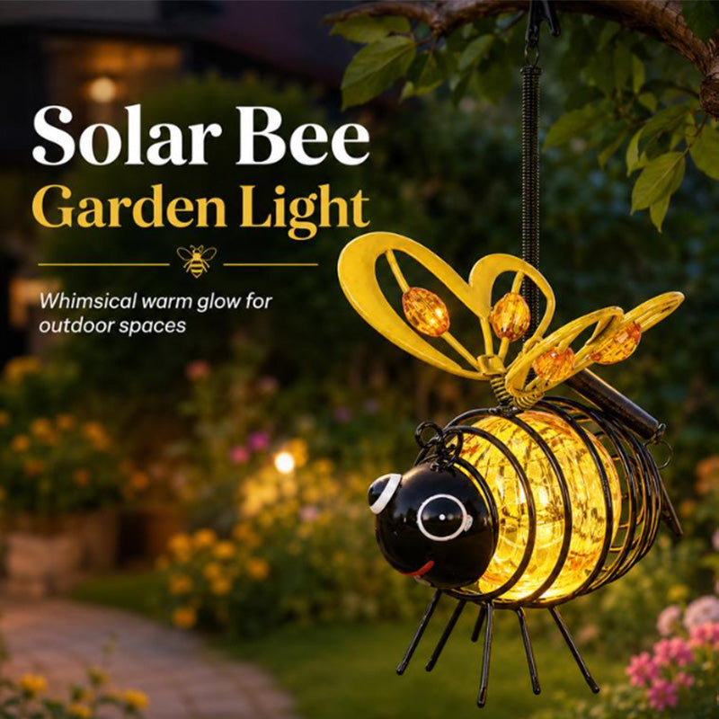🌙🍃 TIDBEGRÄNSAD 50% RABATT! Hängande solcellslampa med bi – Varmt bärnstensfärgat sken, flimmerfritt, perfekt för trädgårdsfester, camping eller barnrum – Sprid glädje dag och natt 🌞🌜