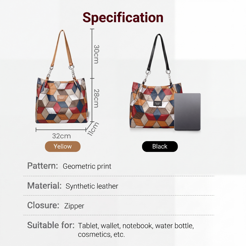 ✨ 2026 Geometrisk Toteväska för Dam – Stor Snygg Handväska för Vardagselegans👜