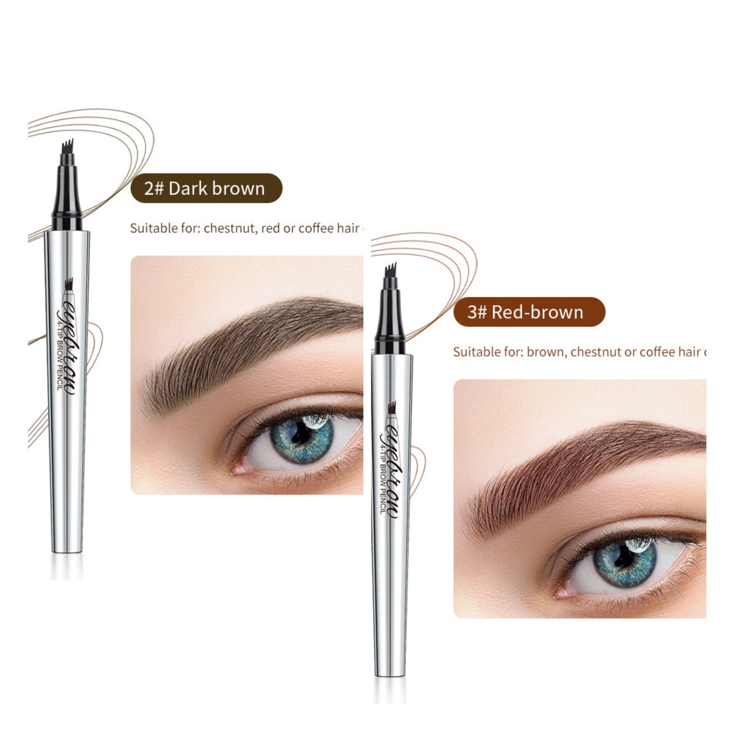 Vattentät 3D Eyebrow Pencil Microblading Tattoo Pen med 4 tänder