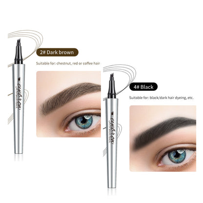 Vattentät 3D Eyebrow Pencil Microblading Tattoo Pen med 4 tänder