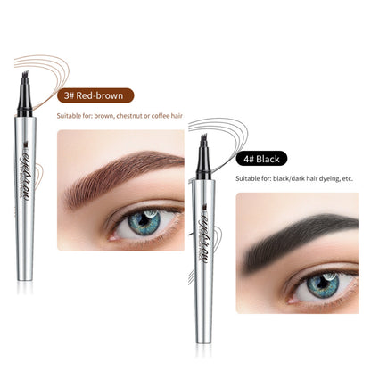 Vattentät 3D Eyebrow Pencil Microblading Tattoo Pen med 4 tänder