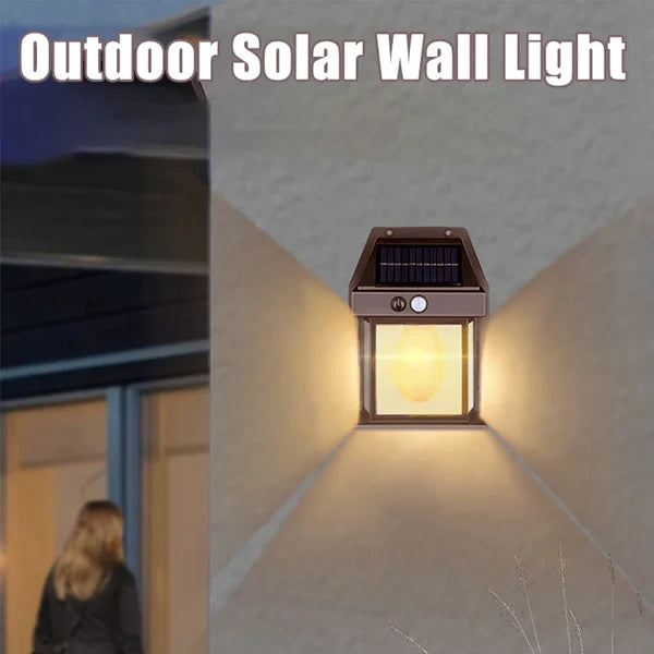 Solar volfram vägglampa.