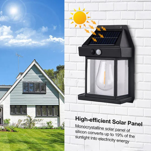 Solar volfram vägglampa.