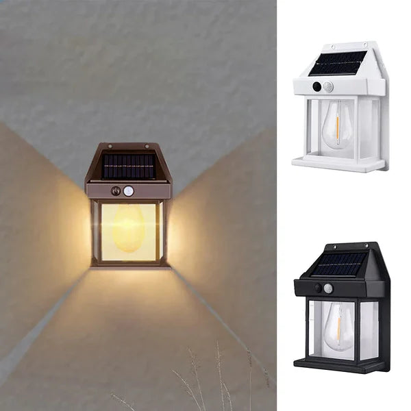 Solar volfram vägglampa.