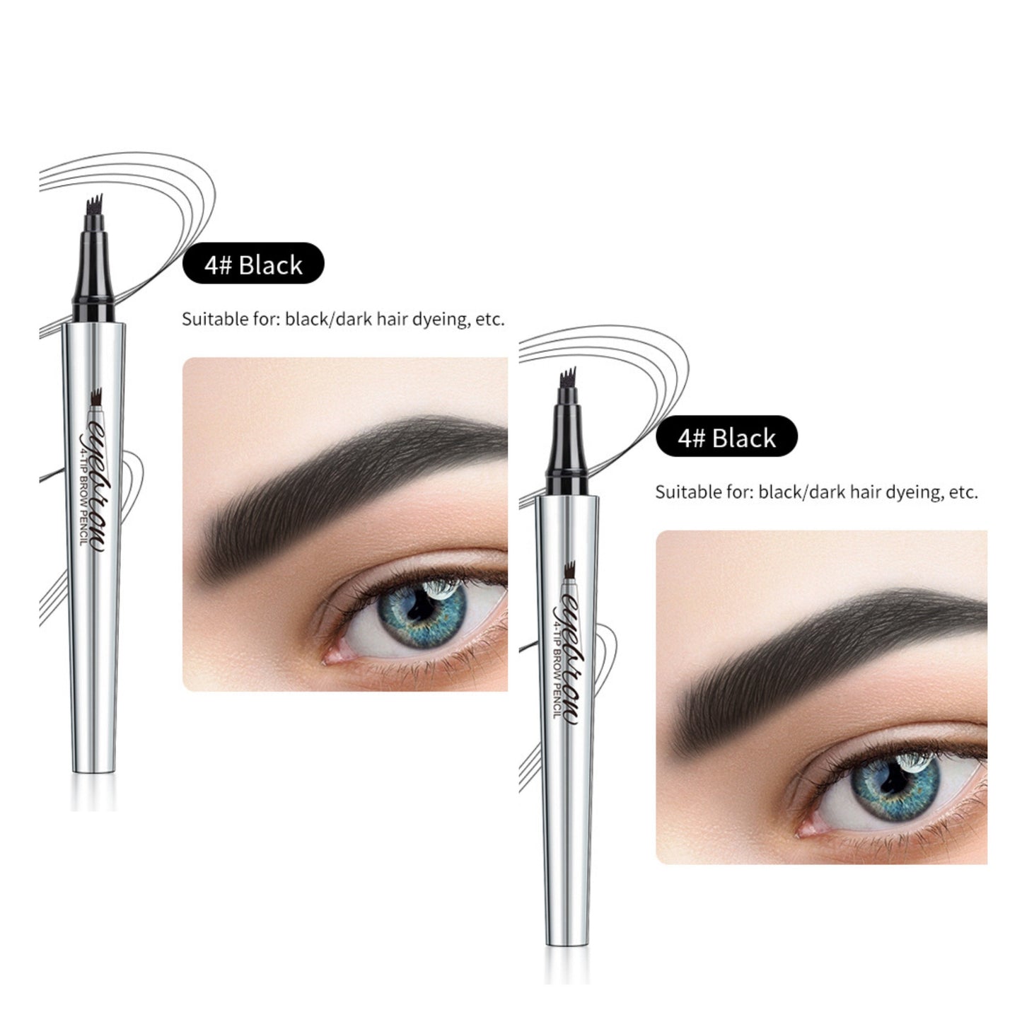 Vattentät 3D Eyebrow Pencil Microblading Tattoo Pen med 4 tänder