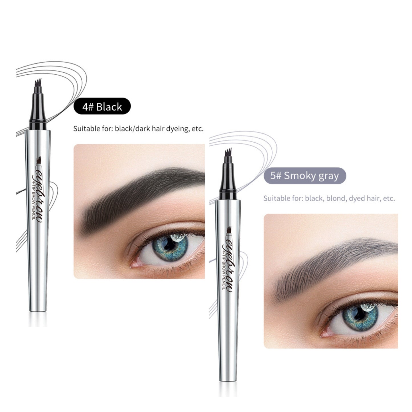 Vattentät 3D Eyebrow Pencil Microblading Tattoo Pen med 4 tänder