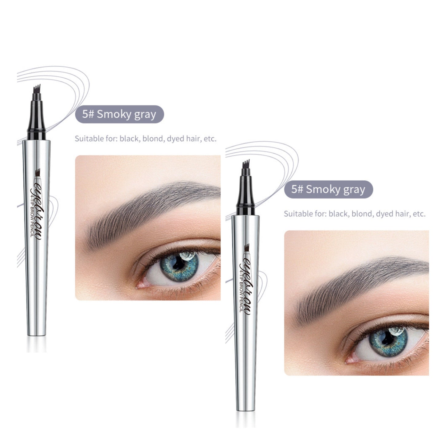 Vattentät 3D Eyebrow Pencil Microblading Tattoo Pen med 4 tänder