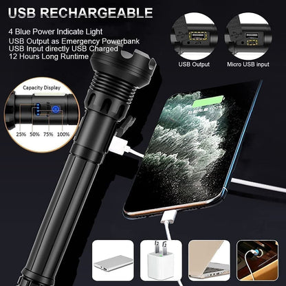 LED Uppladdningsbar Tactical Laser Ficklampa Hög Lumens