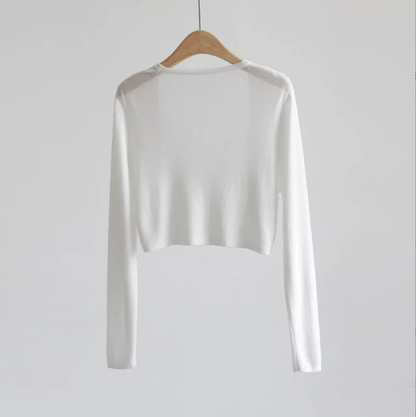 Sunshine Cardigan Stickad Cardigan Women's tunn is siden sjal luftkonditionering Skjorta