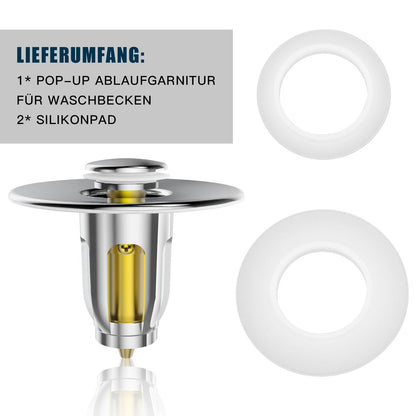 Kruggo® Pop-up Ablaufgarnitur Waschbecken Stopper