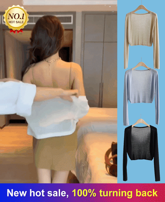 Sunshine Cardigan Stickad Cardigan Women's tunn is siden sjal luftkonditionering Skjorta