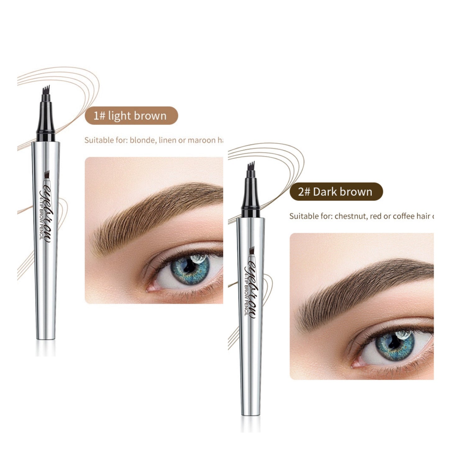 Vattentät 3D Eyebrow Pencil Microblading Tattoo Pen med 4 tänder