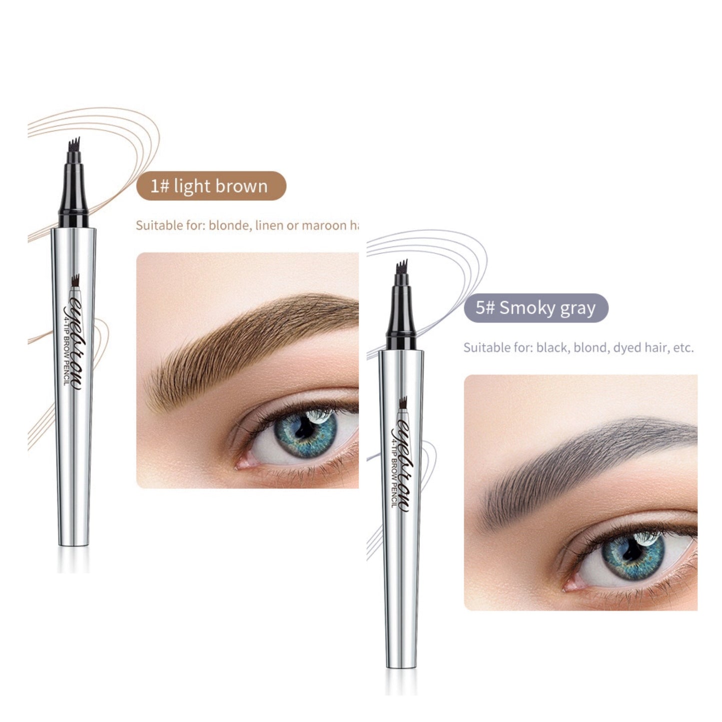 Vattentät 3D Eyebrow Pencil Microblading Tattoo Pen med 4 tänder