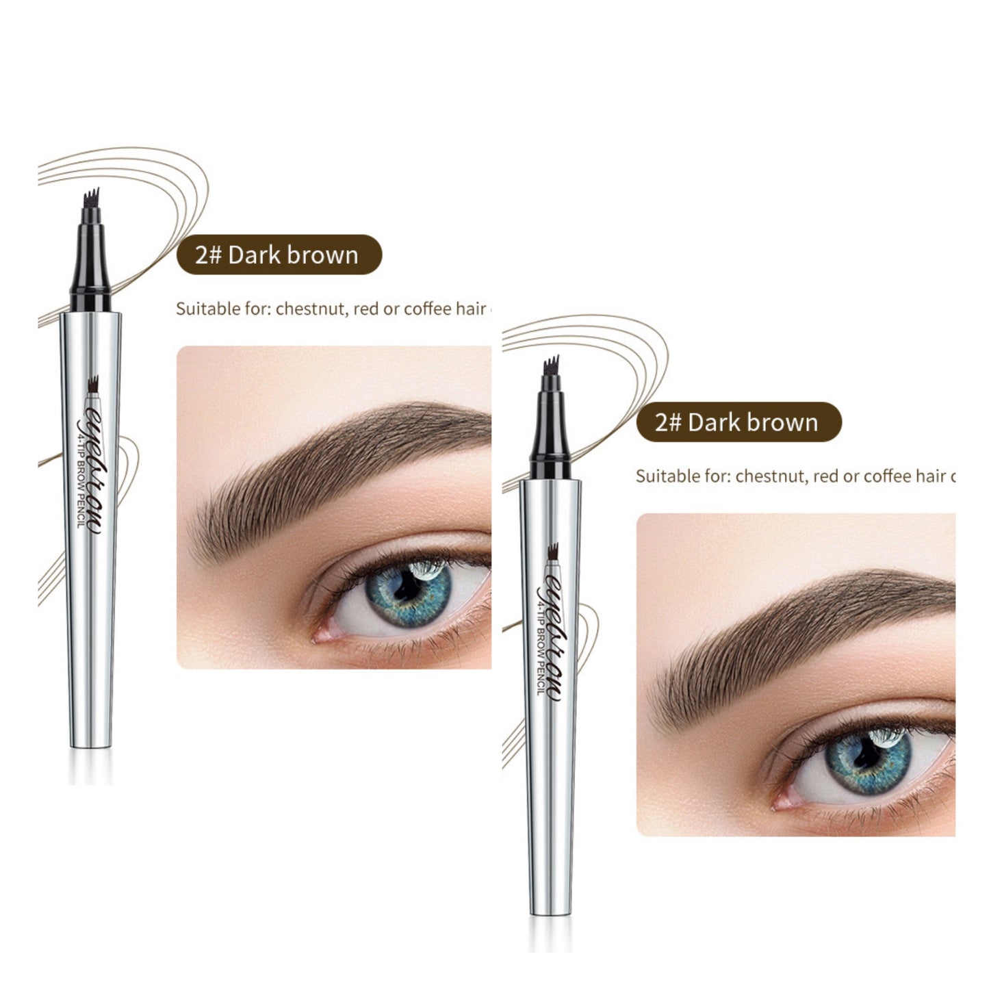 Vattentät 3D Eyebrow Pencil Microblading Tattoo Pen med 4 tänder