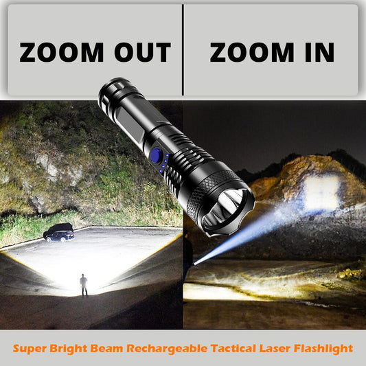 LED Uppladdningsbar Tactical Laser Ficklampa Hög Lumens