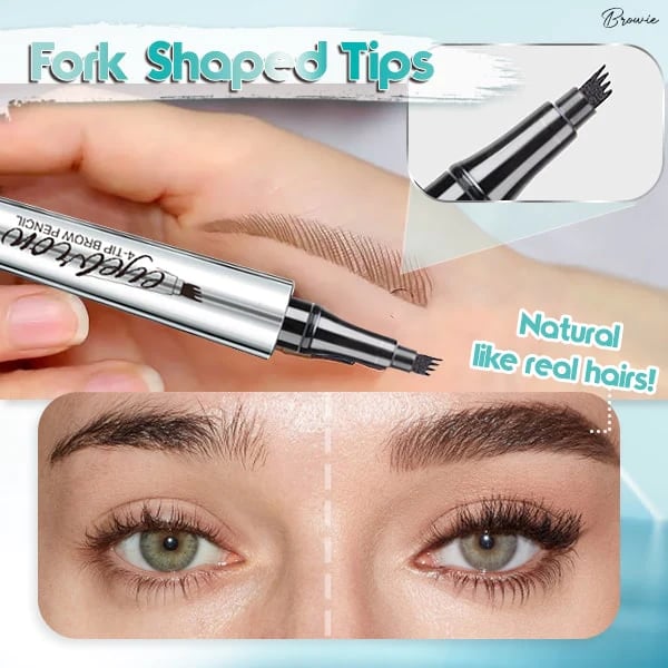 Vattentät 3D Eyebrow Pencil Microblading Tattoo Pen med 4 tänder